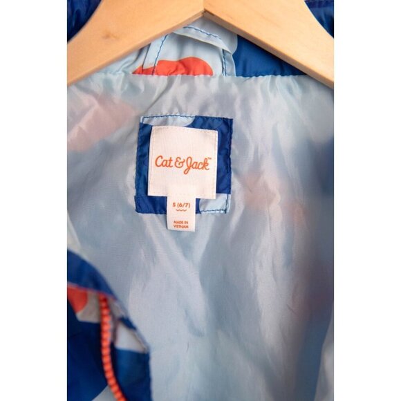 Cat & Jack Raincoat Windbreaker Size 6-7 Blue Orange - Picture 2 of 4
